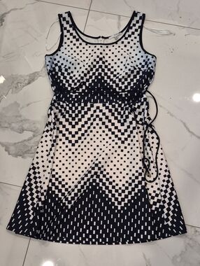 Studio One Black & White Geometric A-Line Dress